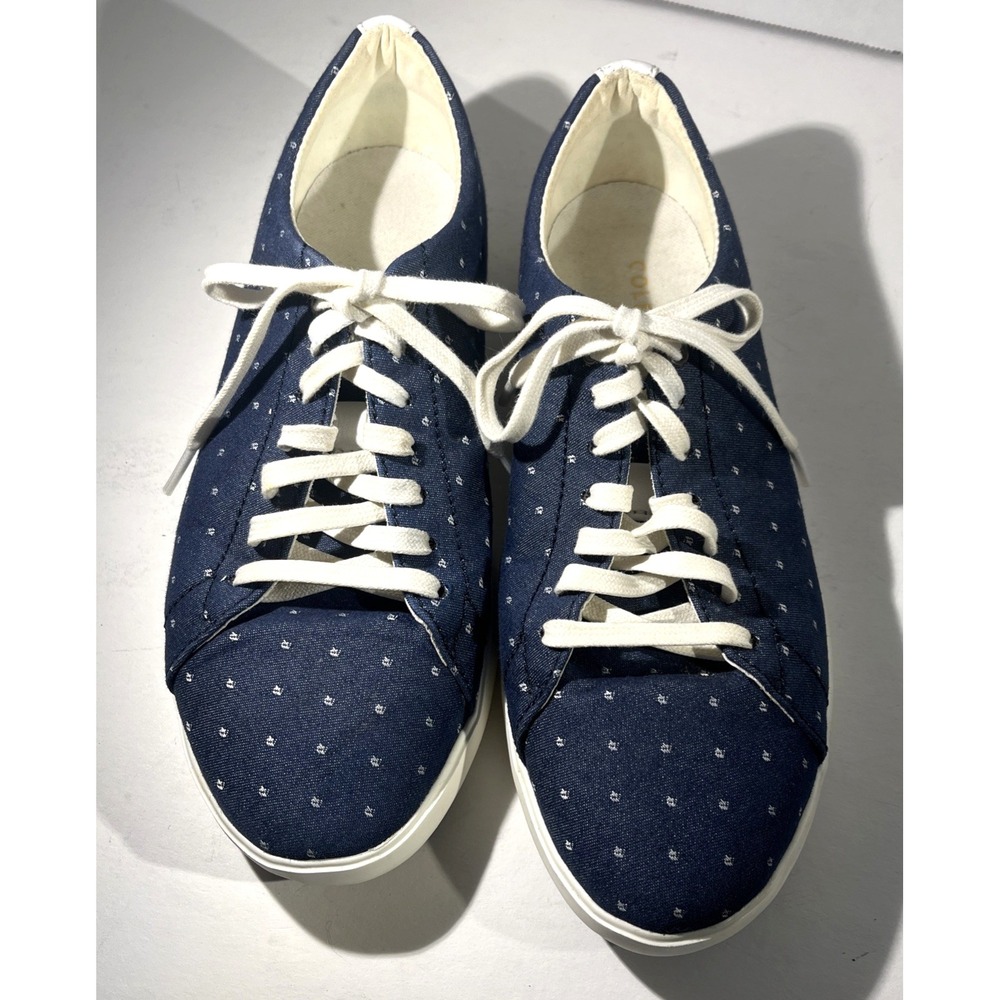 Cole Haan Grand Crosscourt II Women's 7.5B Dark Blue Denim Polka Dot Sneakers